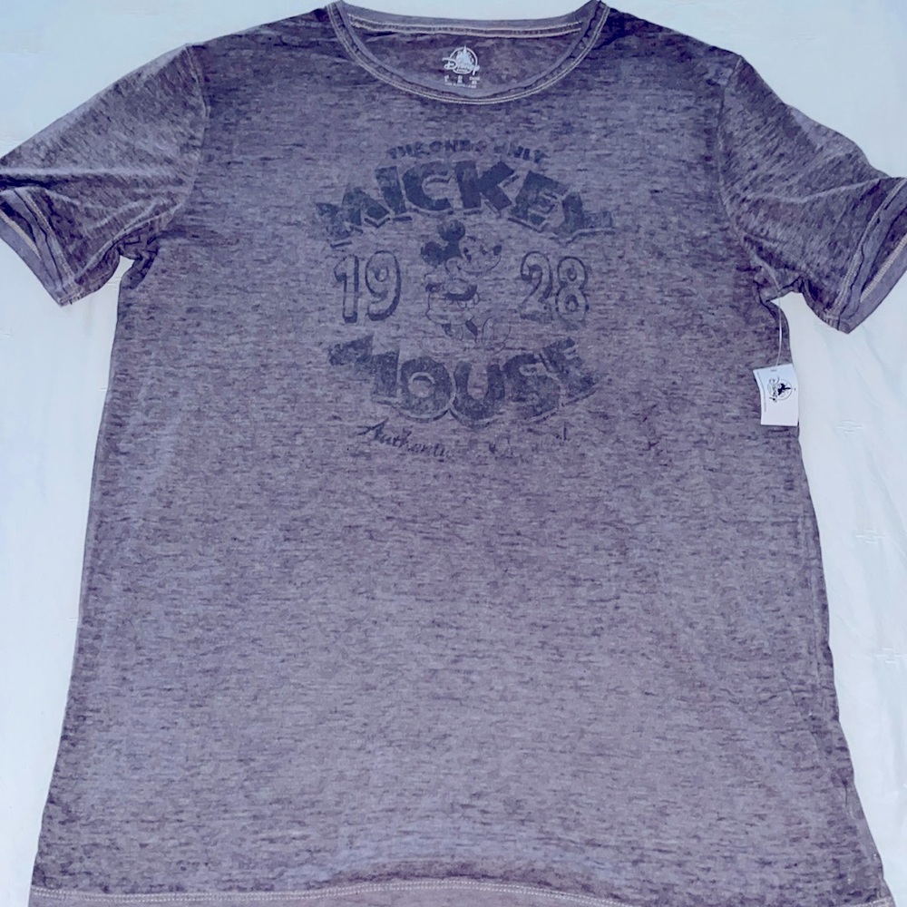 New Large Soft Grey Disney Mickey Mouse T-Shirt
